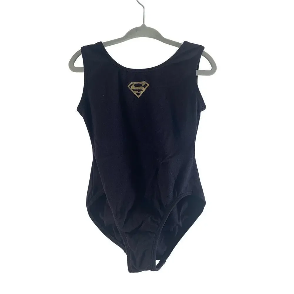 “S” By Nastia Girl’s Black Supergirl Leotard / Size: XS 4-5